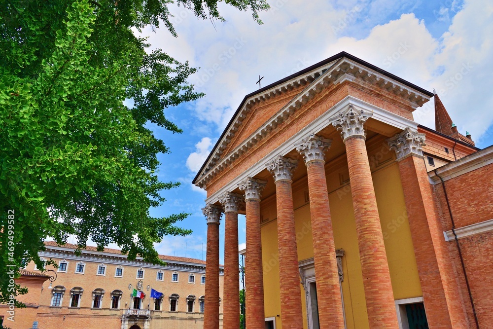 Wall mural view of the cathedral of santa croce in the city of forlì in emilia romagna, italy