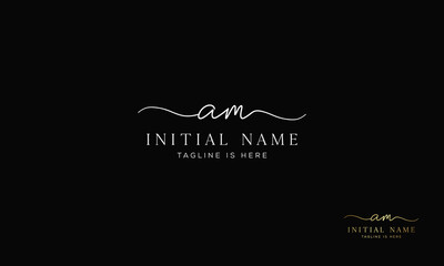 AM MA Signature initial logo template vector