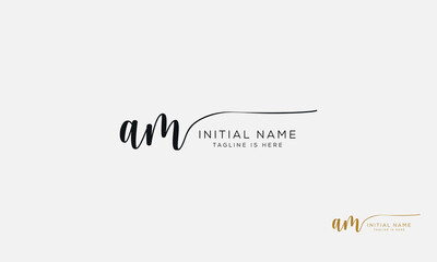 AM MA Signature initial logo template vector