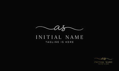 AS SA Signature initial logo template vector
