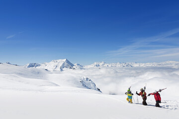 Fototapeta na wymiar Ski en famille paradiski la Plagne