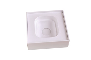 white gift box on white background, White box lid mockup, solated blank open cardboard paper box