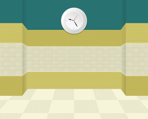 Perspective space room, texturize wall background, wall clock background