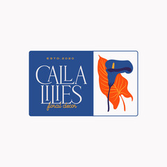 Abstract Flowers Vector Signs or Logo Templates. Retro Floral Illustration with Classy Typography. Feminine Logo. Modern Logo Template for florist, photographer, fashion blogger, design studio.