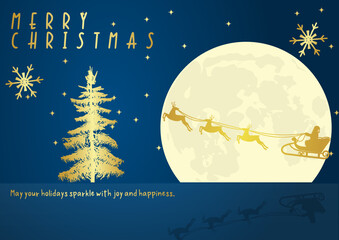 Christmas, reindeer and sled, L ,Blue,クリスマス,トナカイとソリ,L , 青