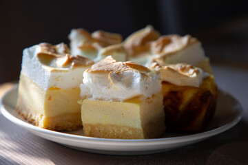 Layered cheesckae with soft meringue