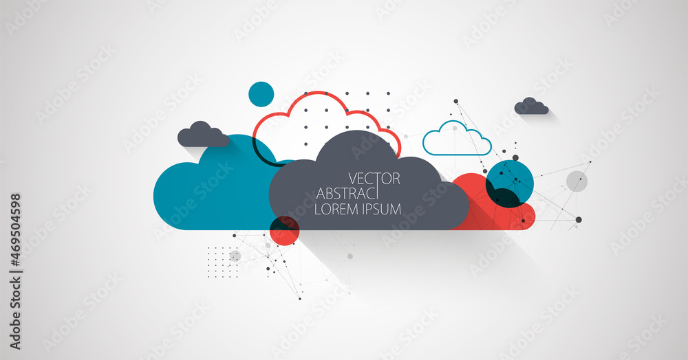 Fototapete Abstract background with clouds. Technological theme using the plexus effect and various elements.