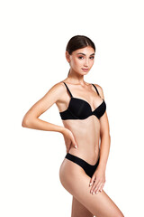 Fototapeta premium gorgeous slim woman with perfect body in black underwear