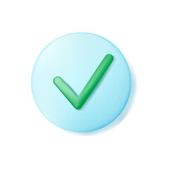 Green checkmark on blue glass background