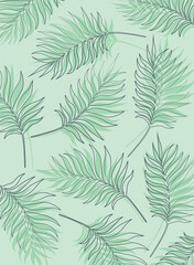 An illustration of simple tropical green leaves pattern