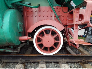 Fototapeta na wymiar Railway transport details of locomotive, wagon