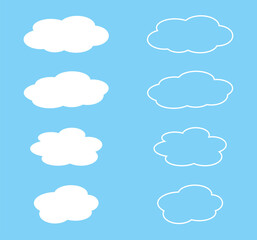 White different clouds on a blue background. Vector illustration.