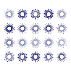 Sunburst set collection. Star firework explosion.