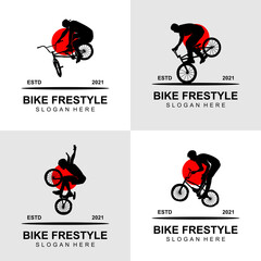 Bike freestyle logo design vector