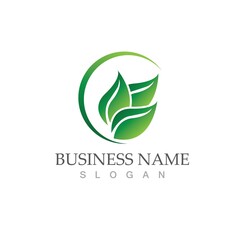 Logos of green Tree leaf ecology