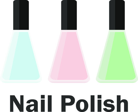 Simple colorful nail polish icons in flat style. Vector illusion