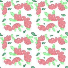 Pink flower seamless pattern For designing fabrics, backgrounds, wallpapers, clothes, wraps, batik, fabrics, abstract backgrounds.