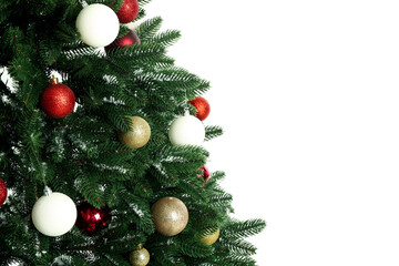 Composition with christmas tree, isolated on white background