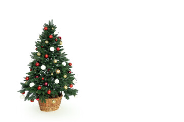 Composition with christmas tree, isolated on white background