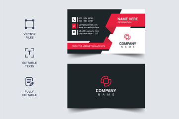 Creative Business Card Design Template black and red vector print ready ai format (source file)