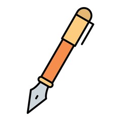  Vector Fountain Pen Filled Outline Icon Design