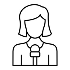 Vector Lady Reporter Outline Icon Design