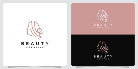 Beauty woman logo with outline