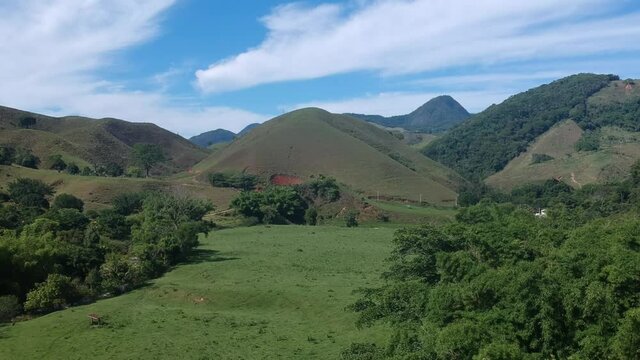 Aerial view of nature in Sana, Maca&eacute;, mountain region of Rio de Janeiro. Drone take.