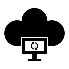 Vector Cloud Monitor Glyph Icon Design