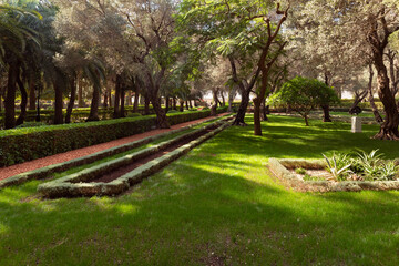 The majestic  beauty of the Bahai Garden, located on Mount Carmel in the city of Haifa, in northern Israel