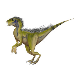 Realistic illustration of a dinosaur of the pegomastax species
