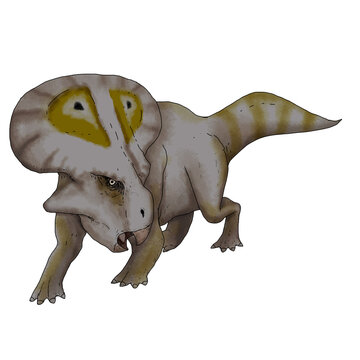 Realistic illustration of a dinosaur of the protoceratops species