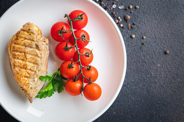 chicken breast gril fried meat grilled poultry meal snack on the table copy space food background rustic 