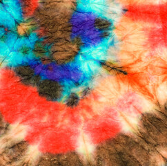 Orange Psychedelic Kaleidoscope. Die Swirl Print.