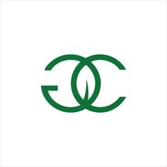 initials g c logo vector template leaf