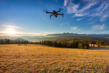 Fototapeta na wymiar Drone taking pictures of the beautiful landscape of the Tatra Mountains, Poland.