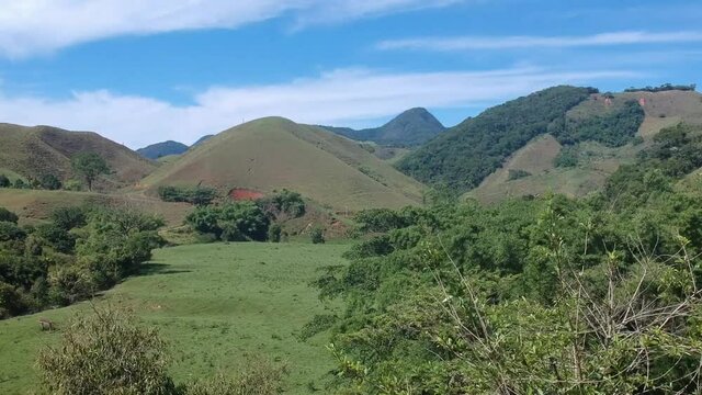Aerial view of nature in Sana, Maca&eacute;, mountain region of Rio de Janeiro. Drone take.