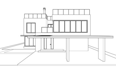 Modern house architecture 3d illustration