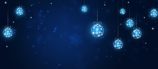 Obraz na płótnie Canvas christmas balls blue banner