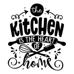 The kitchen is the heart of home - lovely Calligraphy phrase for Kitchen towels. Hand drawn lettering for Lovely greetings cards, invitations. Good for t-shirt, mug, scrap booking, gift, 