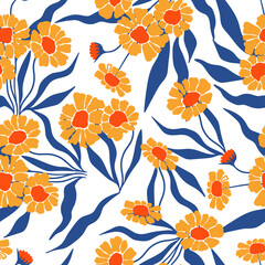 Abstract Trandy Flowers seamless pattern vector illlustration