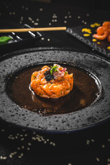 Perfect Sushi Japanese Asian Seafood Food Dish Menu Gourmet Restaurant Chef on Dark Background