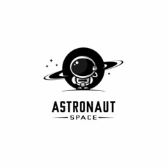 astronaut logo illustration vector, cute logo, planet vector