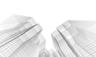 abstract buildings architectural 3d drawing 