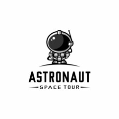 vector astronaut standing on the surface of the planet, astronaut logo illustration vector