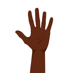 Raised African American hand. Palm. Flat style. Vector illustration