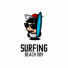 vector illustration Cartoon surfing, can be used for logos, stickers and screen printing