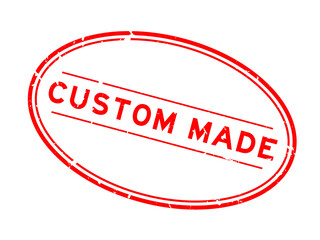 Grunge red custom made word oval rubber seal stamp on white background