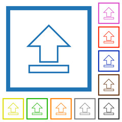 Upload outline flat framed icons