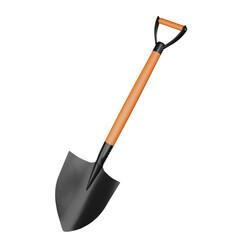 3D illustration of a shovel on a white background.
